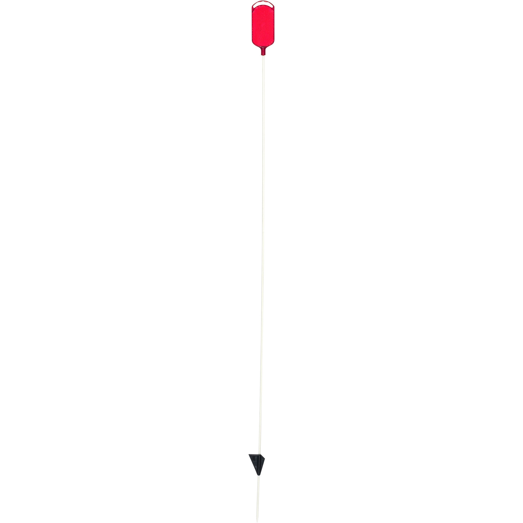 NuVue Driveway Marker, 46in.L White Shaft with 4.5in. x 2.25in. Red Oval Reflector Top